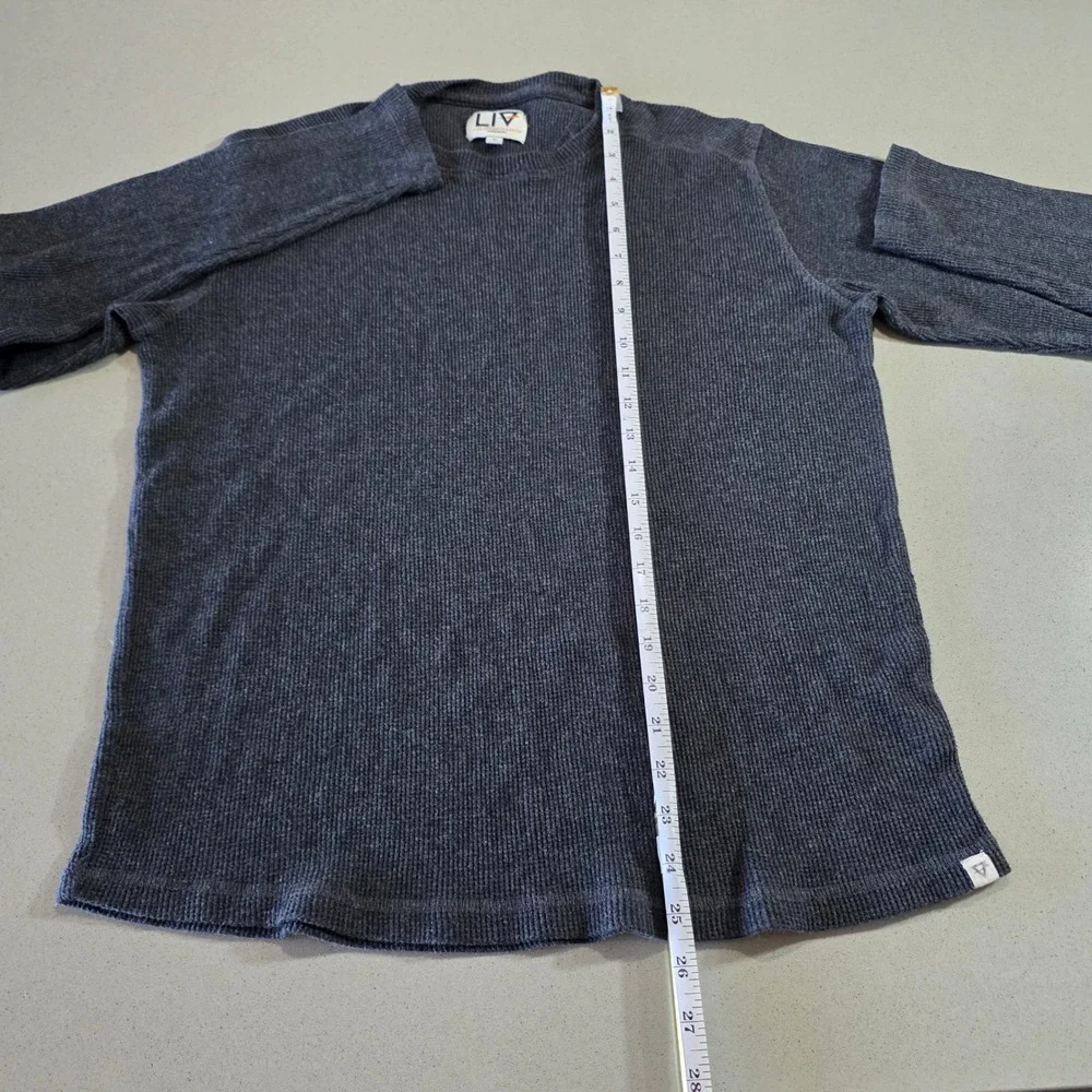 LIV Outdoor Mens Large Charcoal Gray Ribbed Thermal Long Sleeve Crew Neck Shirt